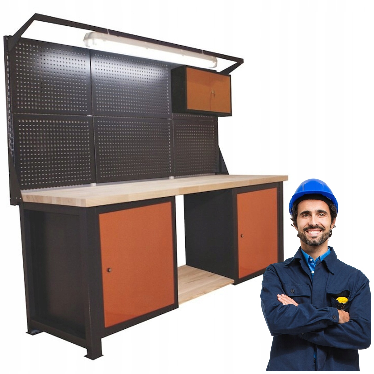 Pracovní Stůl Silný Kovový Odolný Do Dílny 210X68X83CM P-2119