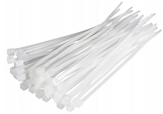Opaski kablowe zaciskowe nylonowe białe 200 x 2.5mm Uv 100 sztuk