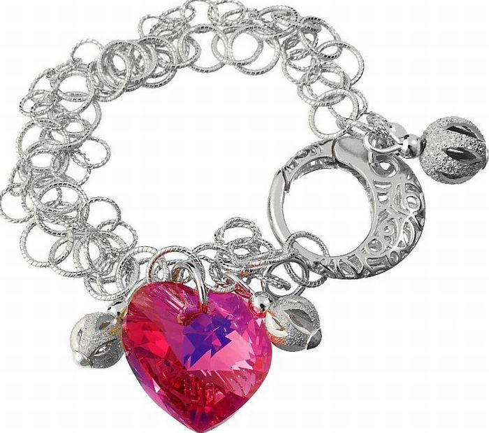 Krystaly krásný náramek Rose Ab Srdce Stříbro