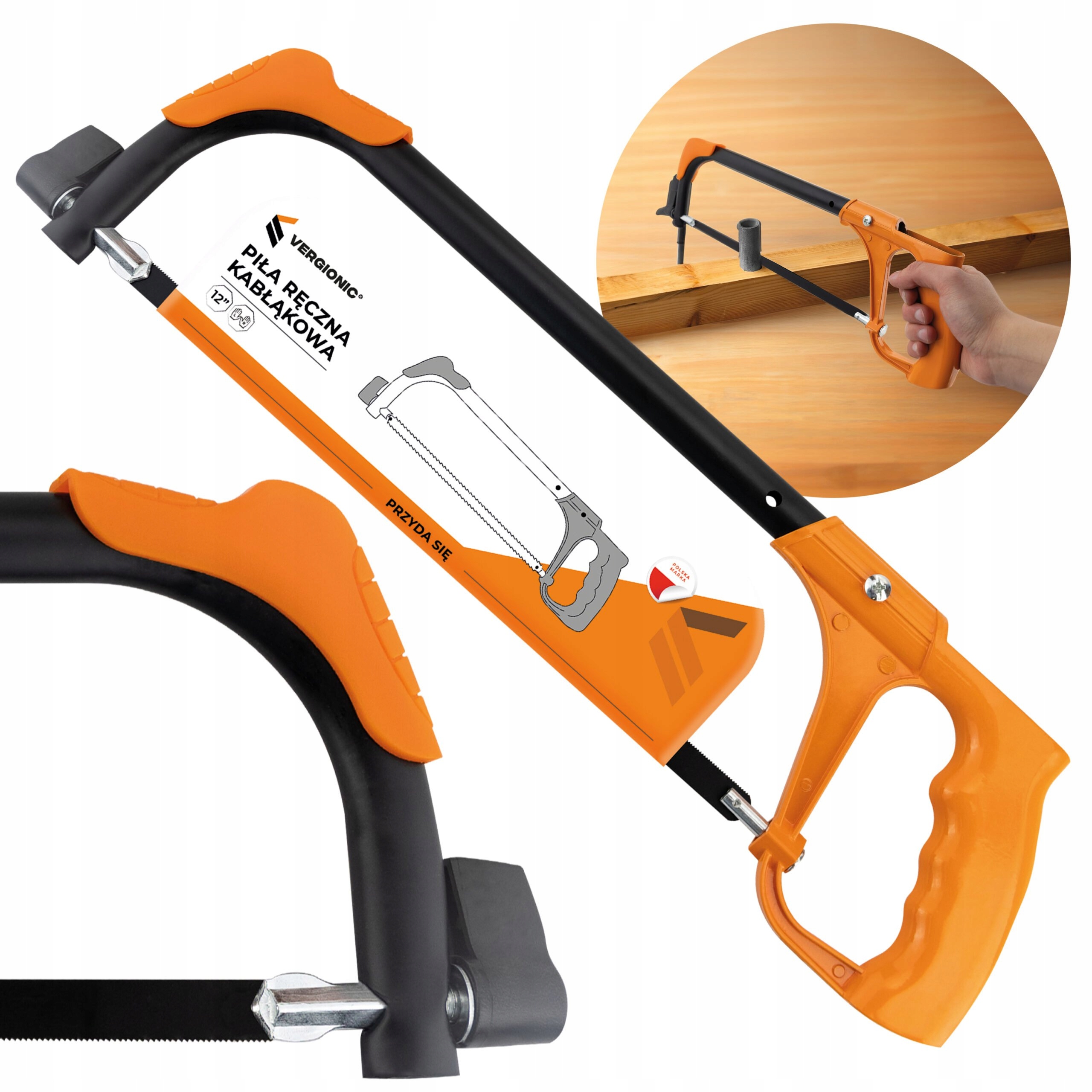 PIŁA RĘCZNA KABŁĄKOWA BRZESZCZOT REGULOWANA DO METALU 300 MM 12" Przeznaczenie do drewna do metalu