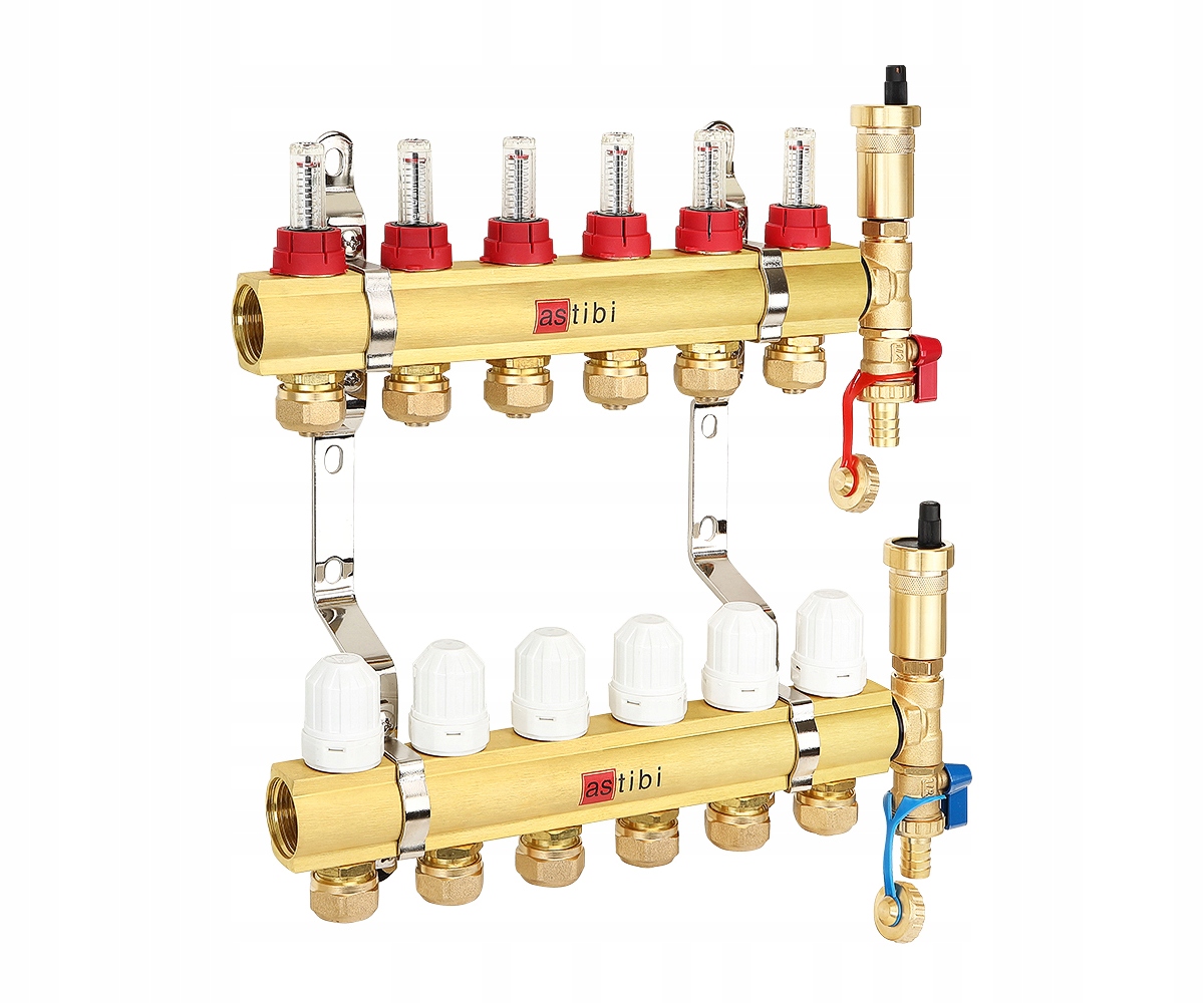 Rozdělovač 6 Okruhů Podlahového Vytápění Pro Podlahové Vytápění S Adaptéry Pex