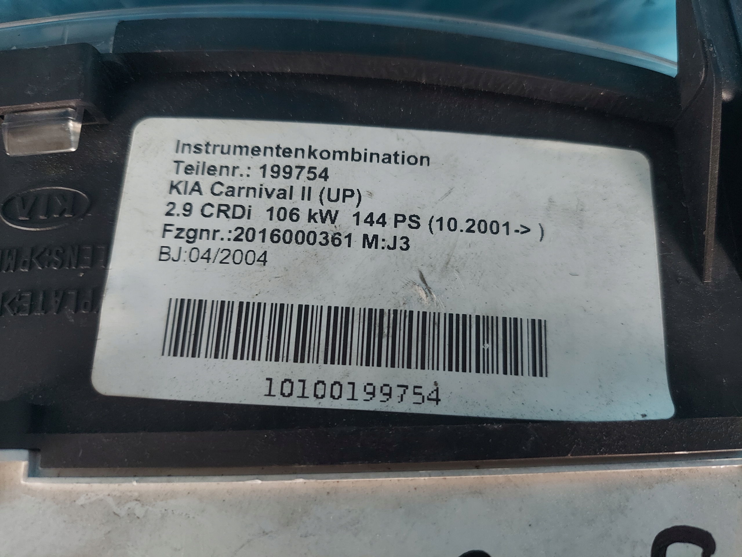 dials clock KIA CARNIVAL 2.9 CRDI 20031022