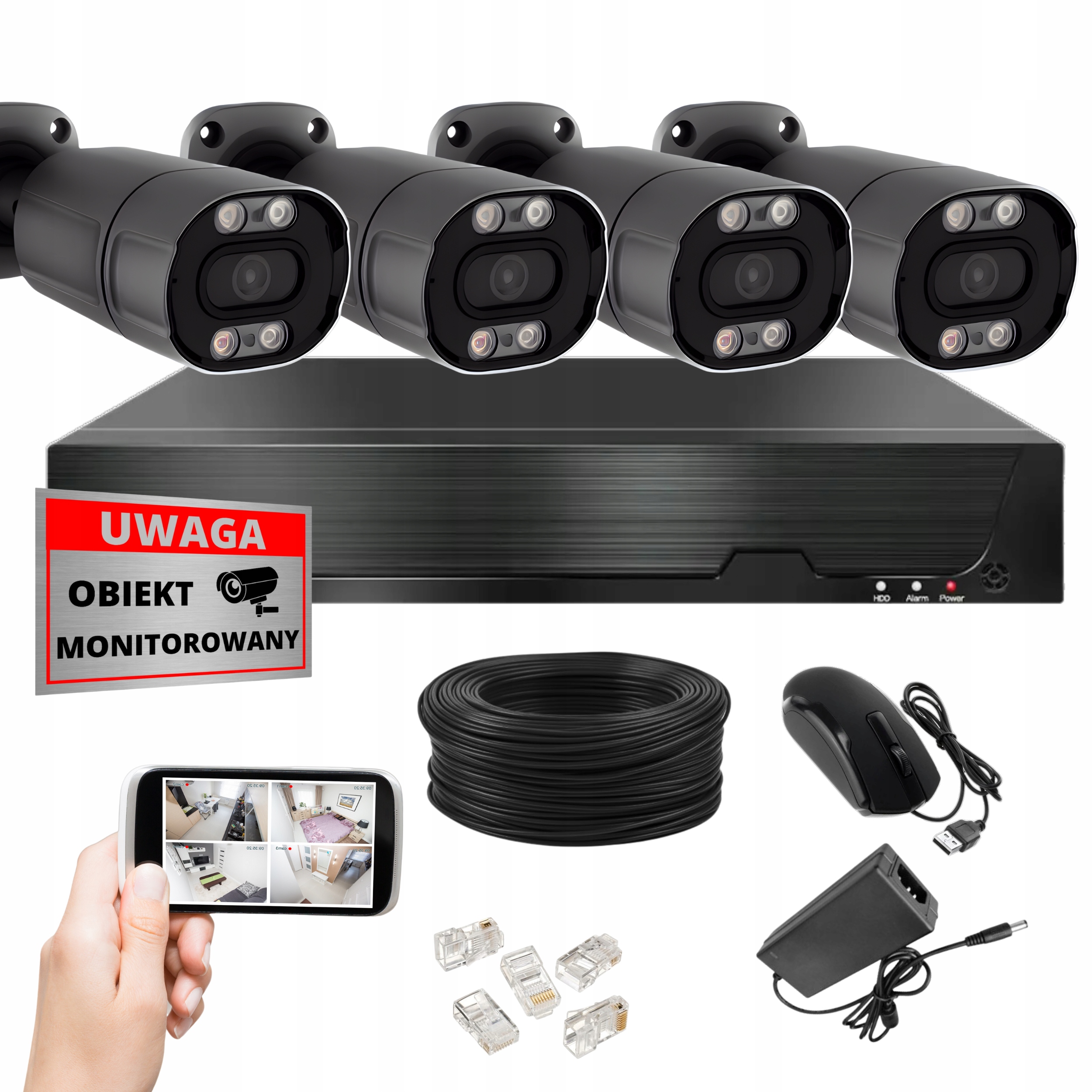 Sada Ip Kamier Poe 8MPX 4K Uhd 4x Kamery DVX LT8B Čierny Nvr Rekordér