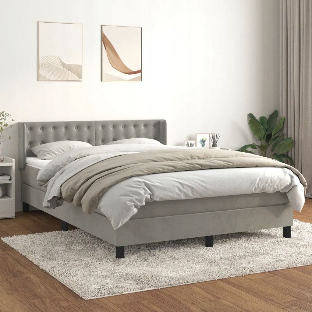 Box spring postel s matrací světle šedá 140x190 cm samet Šedá 3131195