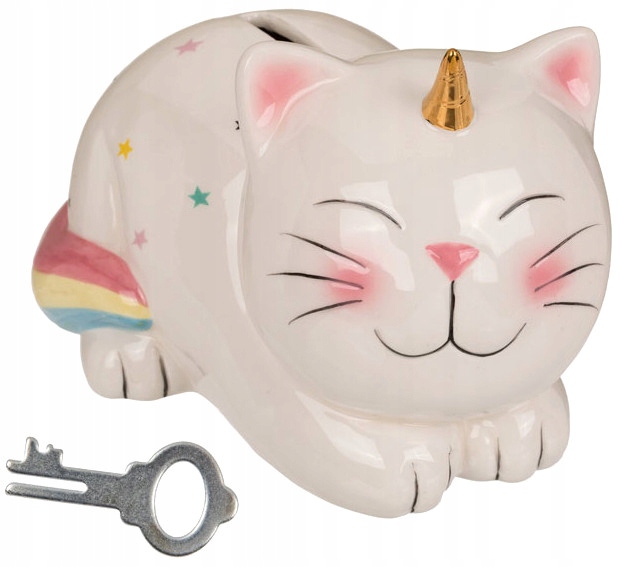 

Ceramiczna Skarbonka Kot Jednorożec Tęczowy Ogon