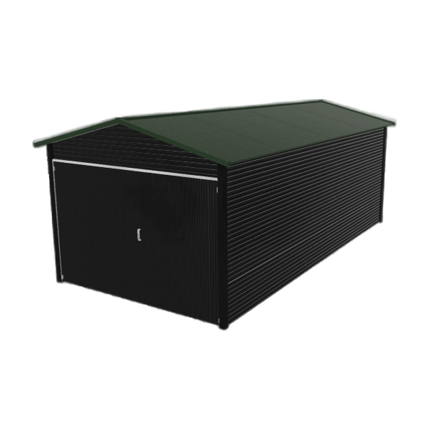 Plechová garáž 3x6 m jednopolohová, dvouspádová, černá