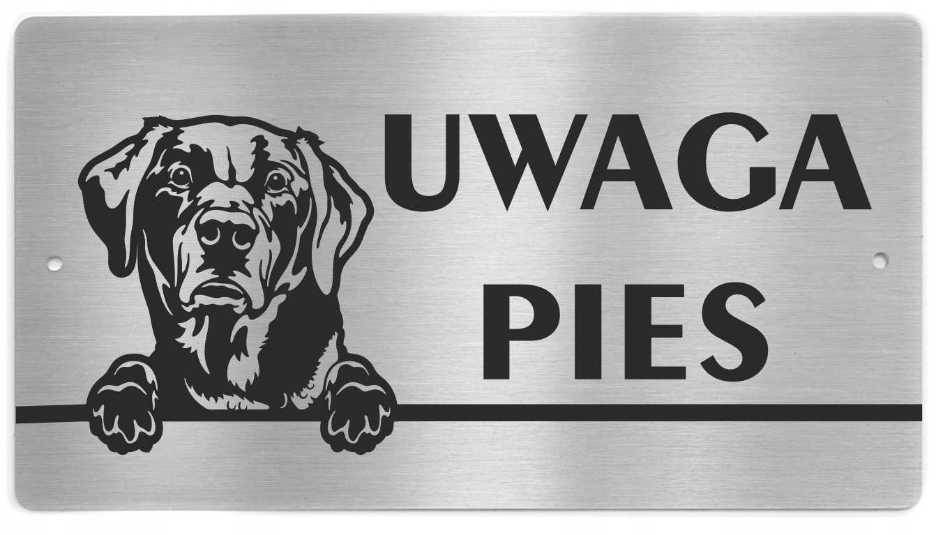 

Tabliczka Uwaga Pies stal inox Labrador Retriever