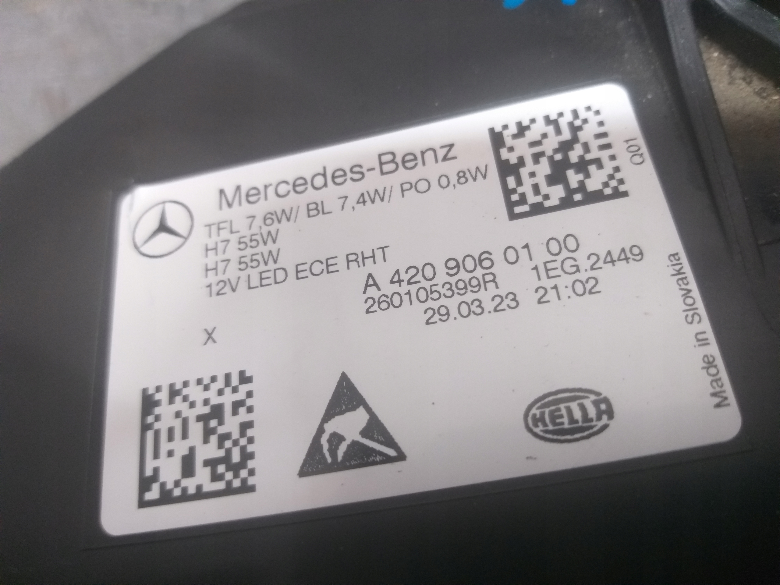 light front right MERCEDES CITAN W420 A4209060100