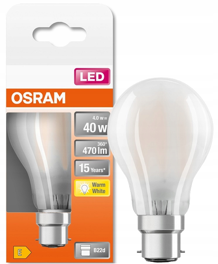 

Osram żarówka Led 4W 40W B22d 2700K
