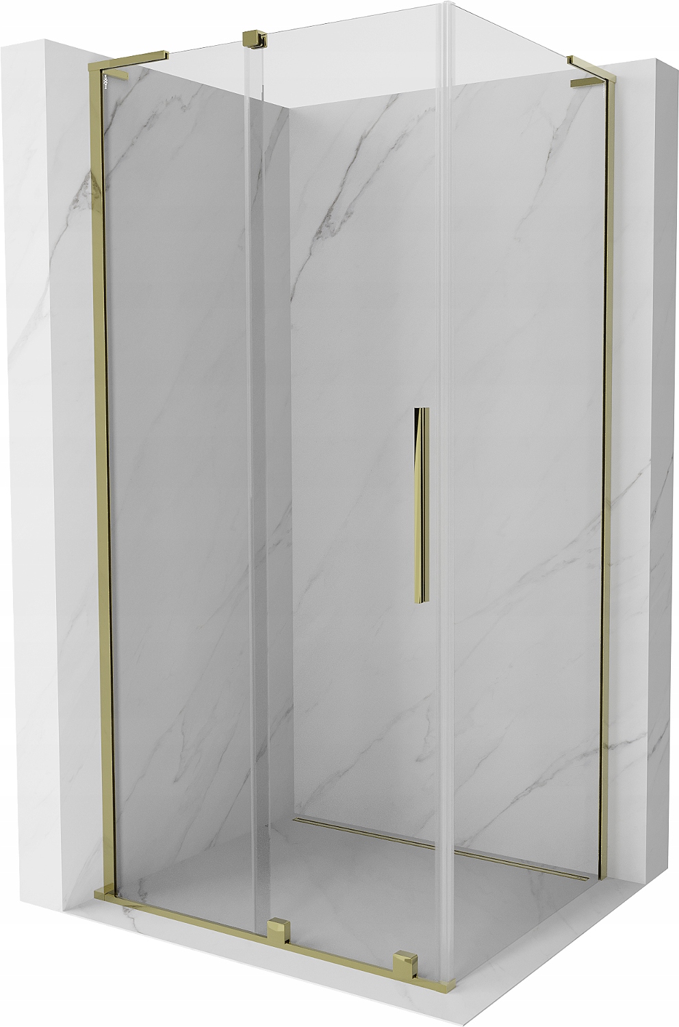 Mexen Velar L Sprchová kabina 90x100 cm, zlatá, čiré sklo