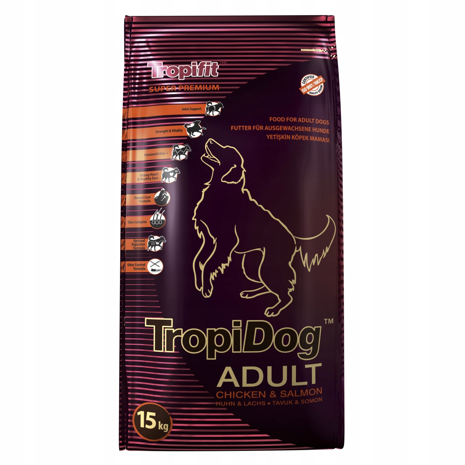 Tropidog Premium Adult Medium & Large Breed Kuře a losos 15 kg