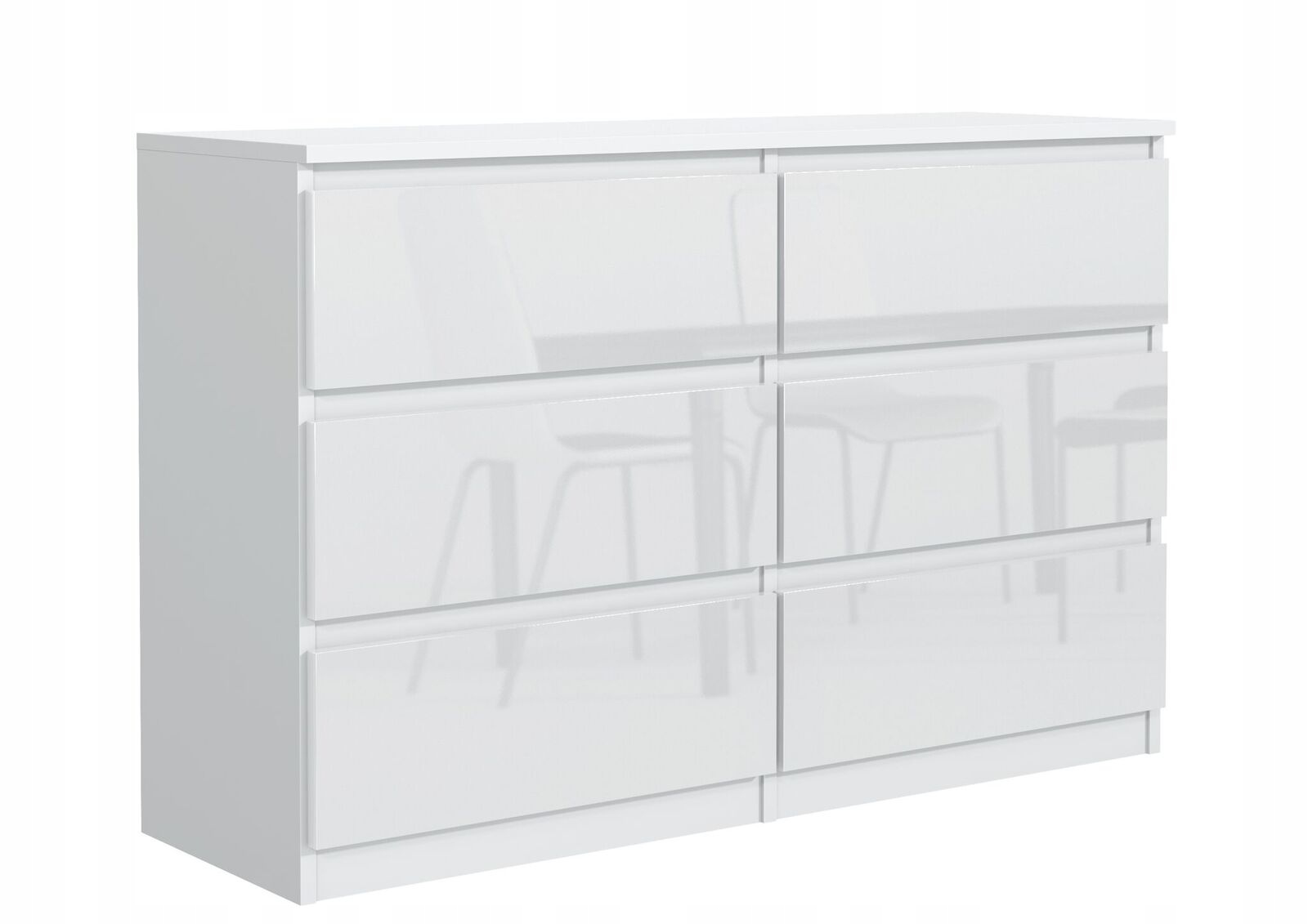 Komoda Nudo 120 cm do obývacího pokoje Ložnice 6 zásuvek Bílá