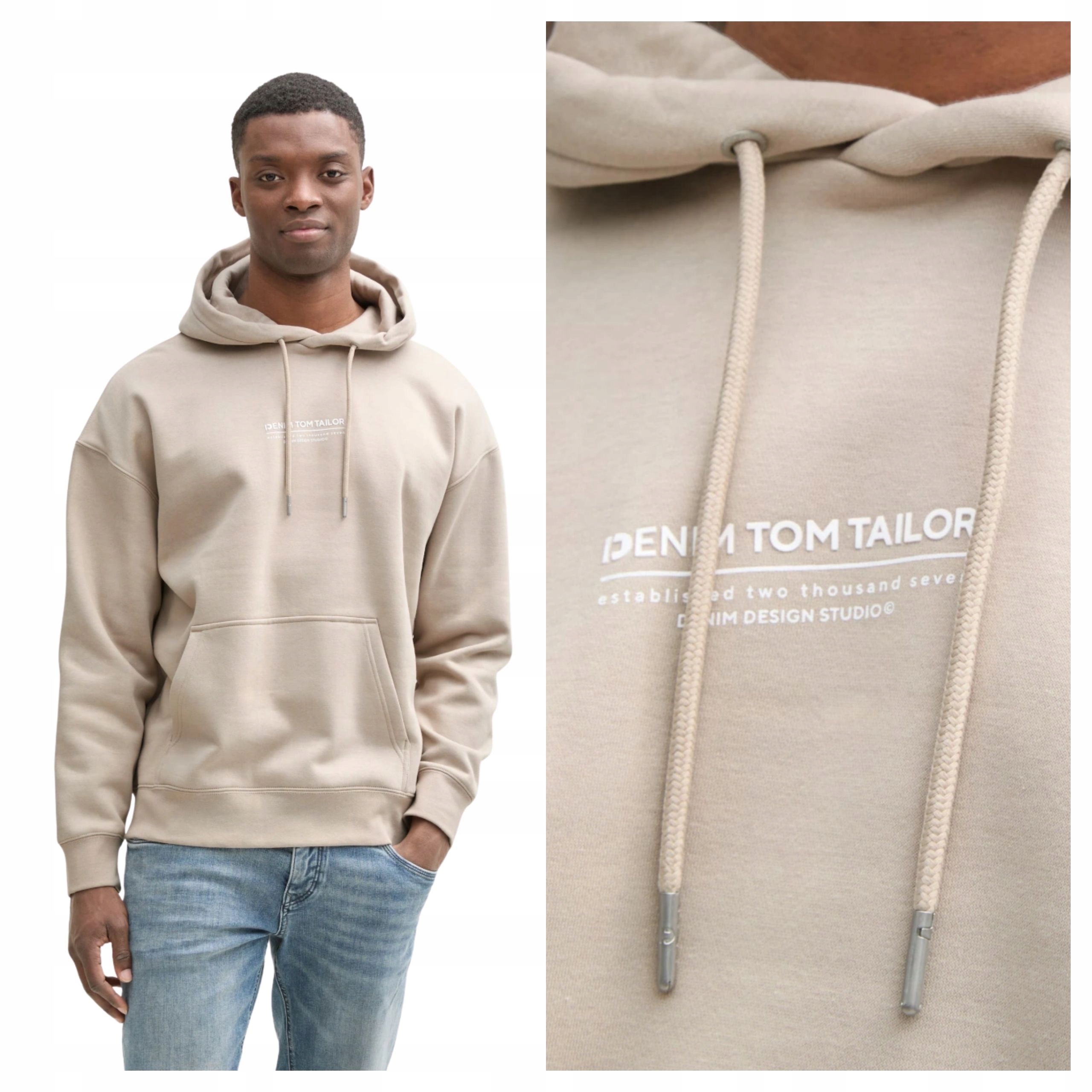 Pánská Mikina Tom Tailor Relaxed Hoodie Šedá Bavlněná Mikina S Kapucí L