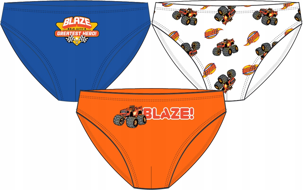 MAJTKI CHŁOPIĘCE BLAZE I MEGA MASZYNY SLIPY ORYGINALNE 3PACK BAWEŁN 122/128