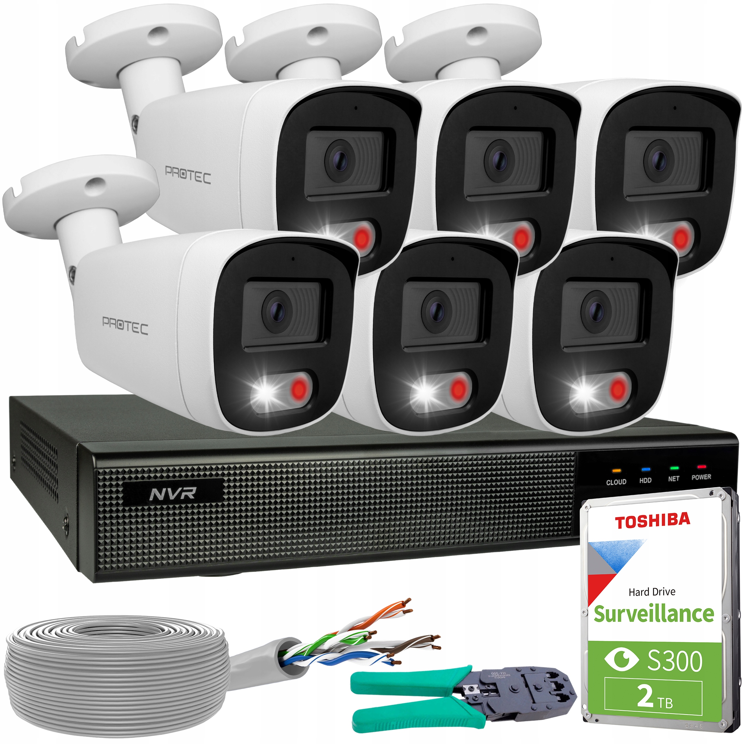 Monitorovací sada 6 kamer Ip 4K 8MP Poe Ir Mikrofon Detekce Hdd 2TB