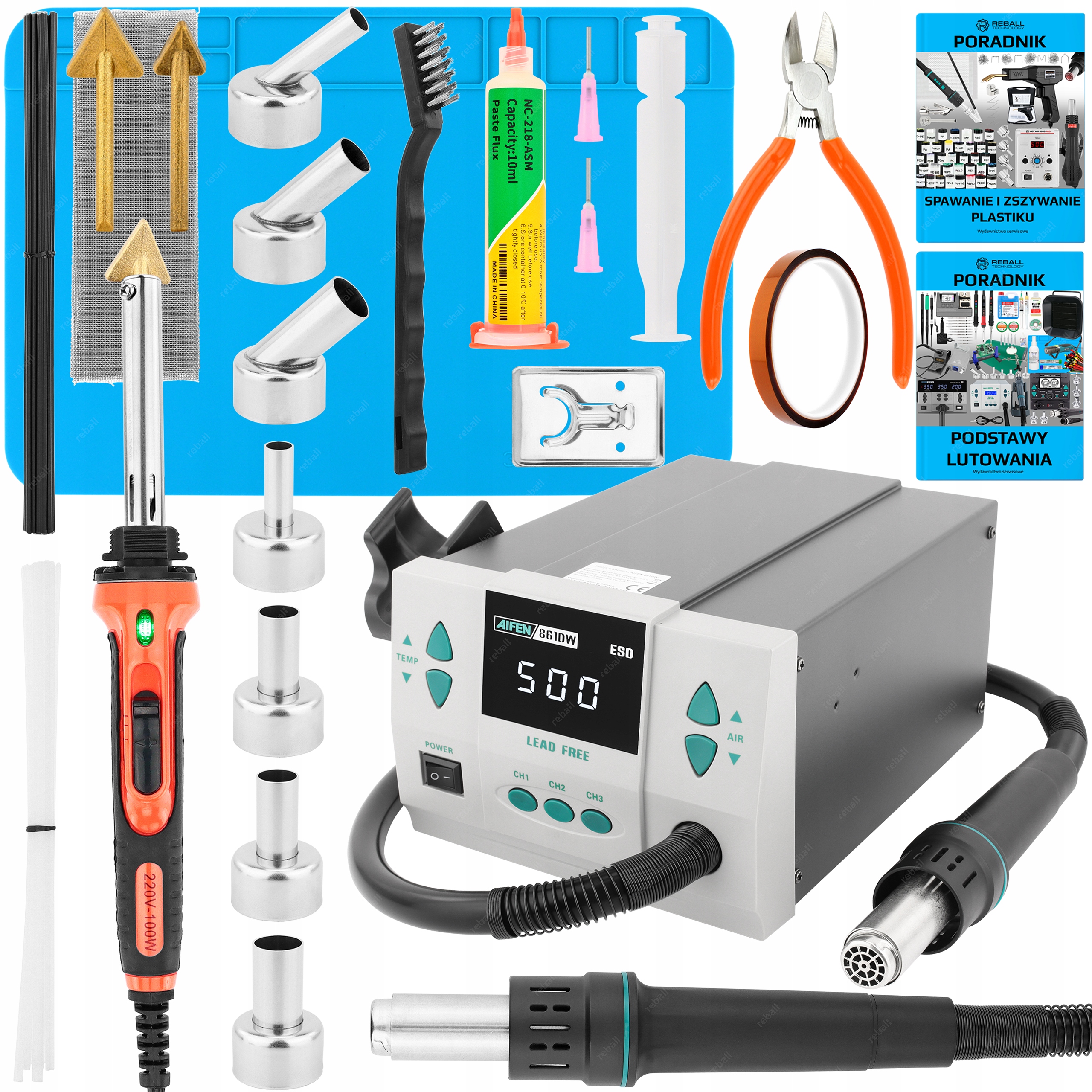 Set Pájecí Stanice Hot Air Aifen 861DW Svářečka Plastů 1000W v2