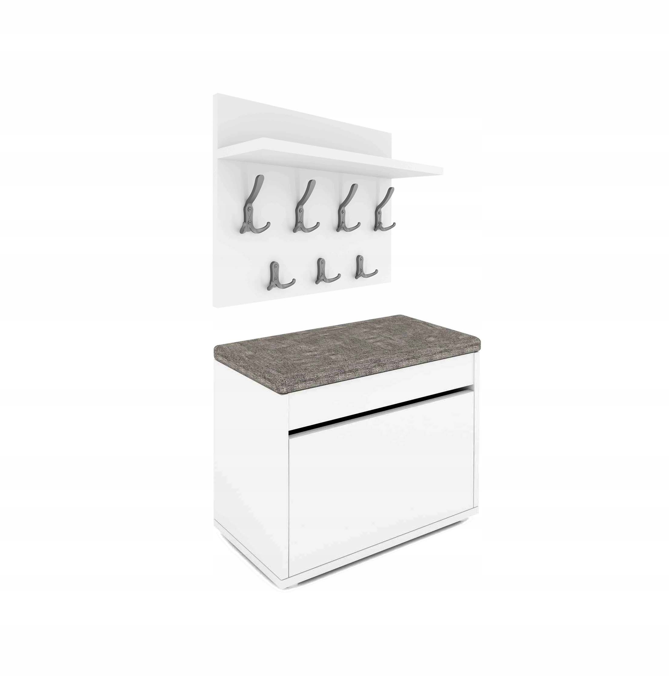 Skrinka Na Topánky S Vešiakom, Úložný Priestor, Biela, 60 CM, Čalúnený Sedák