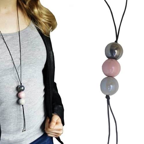 

Naszyjnik długi sznurek ceramika 3 Kulki