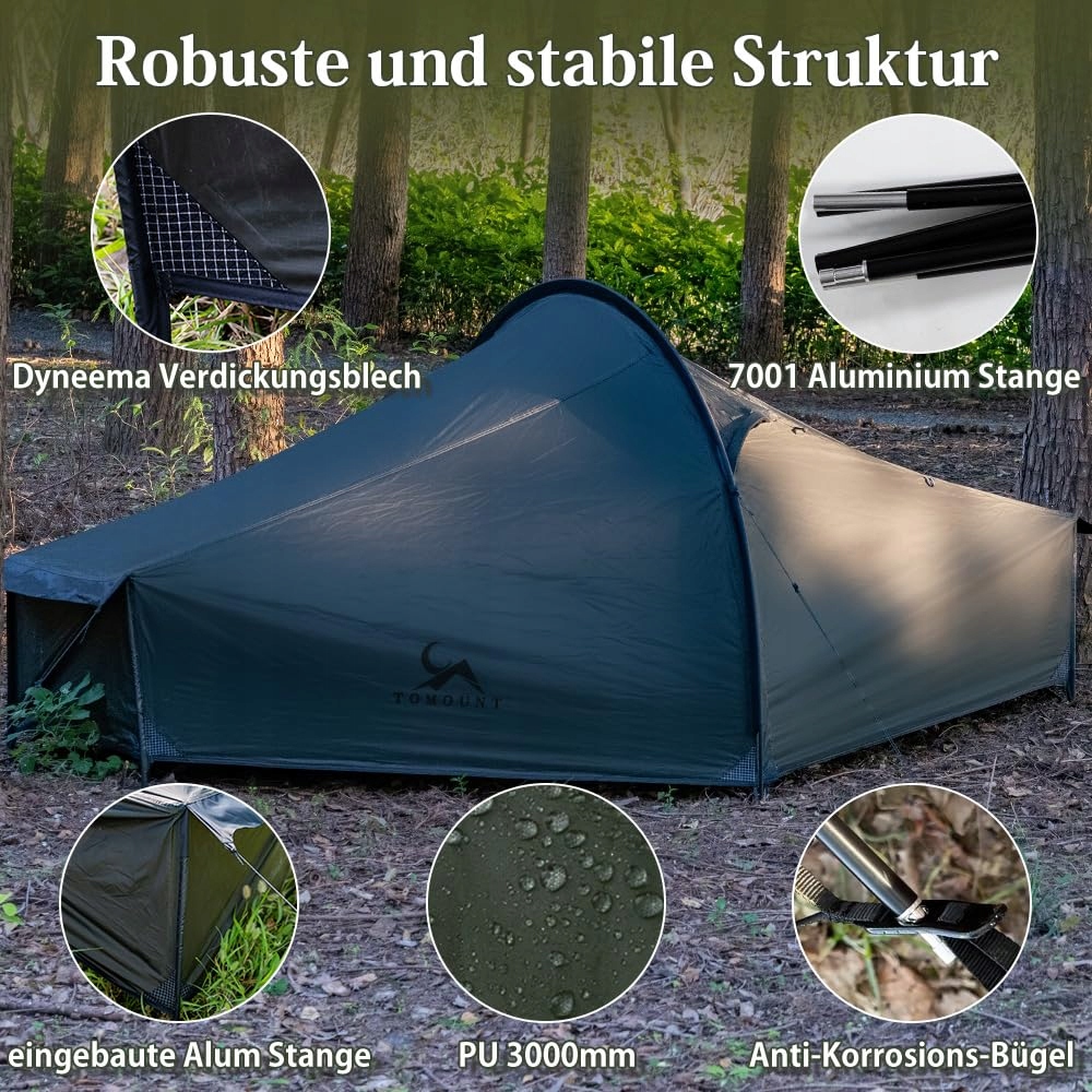 TOMOUNT Namiot Bivy Ultralekki 1 Osobowy Wodoodporny Campingowy — miniatura 4
