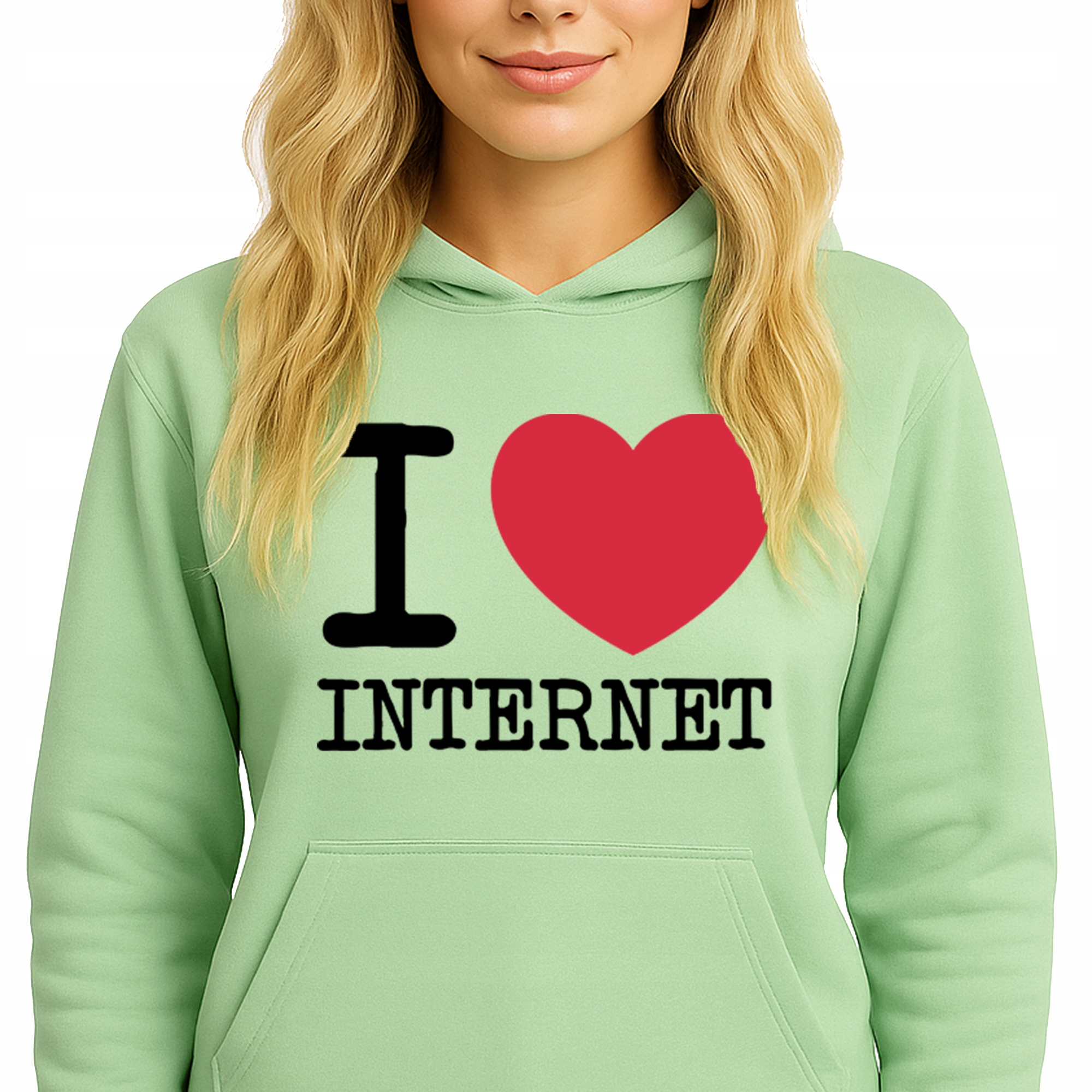 Mikina S Kapucí Zelená Bavlněná mikina Módní I Love Internet S