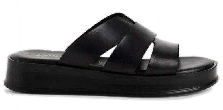 Černé Nazouváky S Koženou Platformou, Pohodlné, Měkké, Tamaris 37