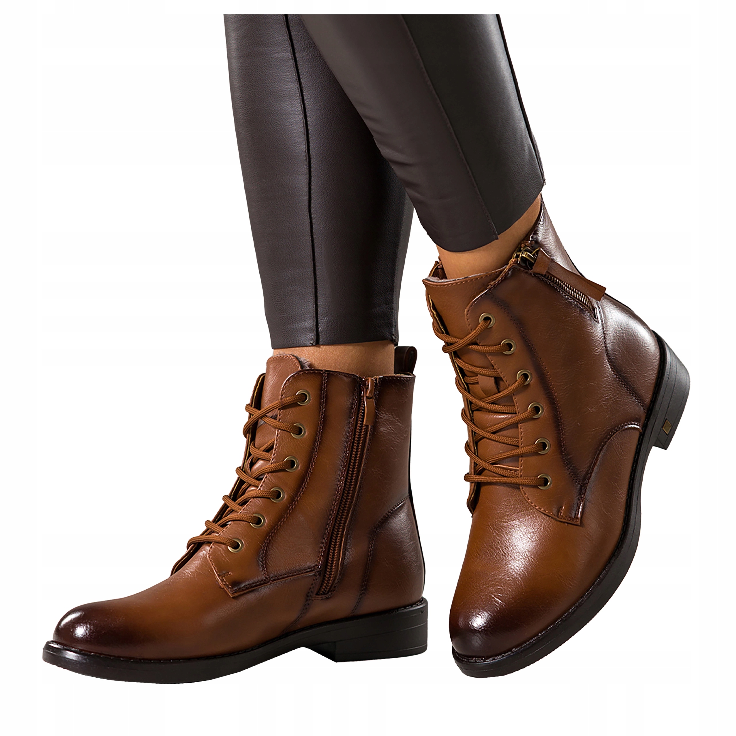 Hnědé Dámské Kotníkové Boty Ploché Pohodlné Šněrovací Modní Klasické vel. 36