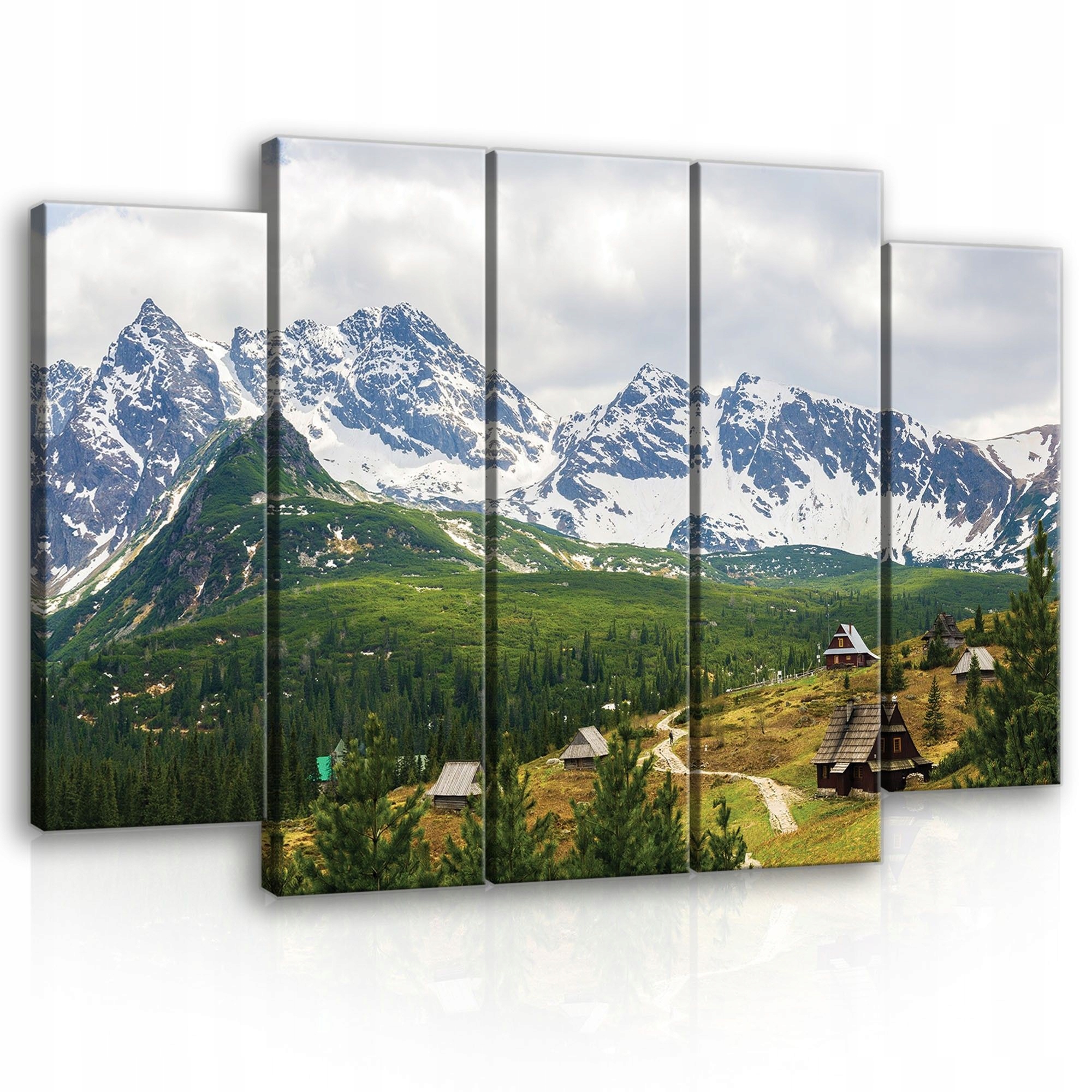 Obraz 150x100 Horská krajina Tatry vrcholy les domčeky panoráma príroda