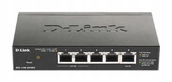 D-Link DGS-1100-05PDV2 5-port Gigabit PoE Smart Managed Switch with 1 Pd…