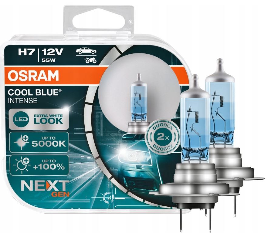 2x OSRAM H7 COOL BLUE INTENSE NextGeneration 5000K 1500lm 64210CBN 55W  +100% 12V