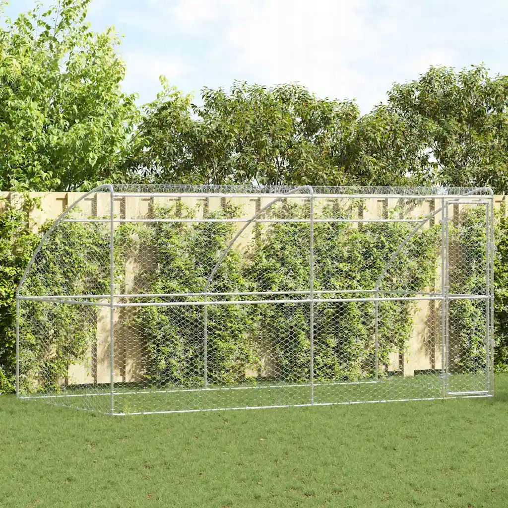 vidaXL Psí kennel s úložištěm 2 pcs Stříbrná 4 x 2 x 2 m Ocel