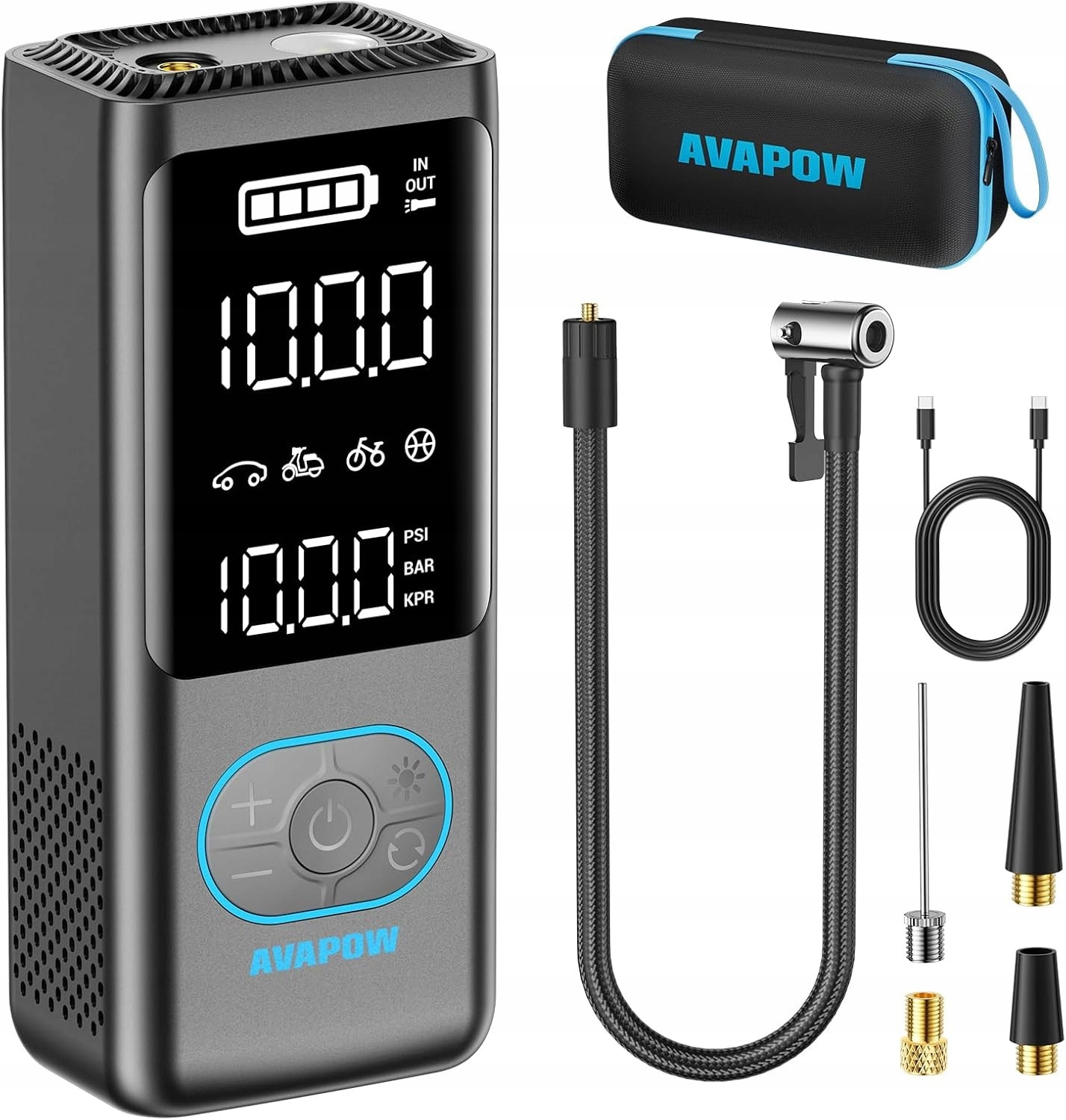 Bezdrôtový kompresor 150 Psi 8000 mAh s LCD manometrom a automatickým manometrom