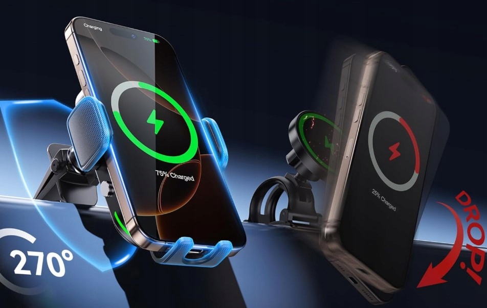 Bezdrátový držák do auta Auckly 15W Rychlé nabíjení Automatické nabíjení