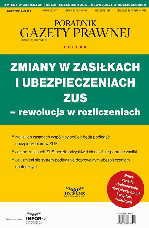 ZMIANY W ZASIŁKACH I UBEZPIECZENIACH ZUS .. EBOOK