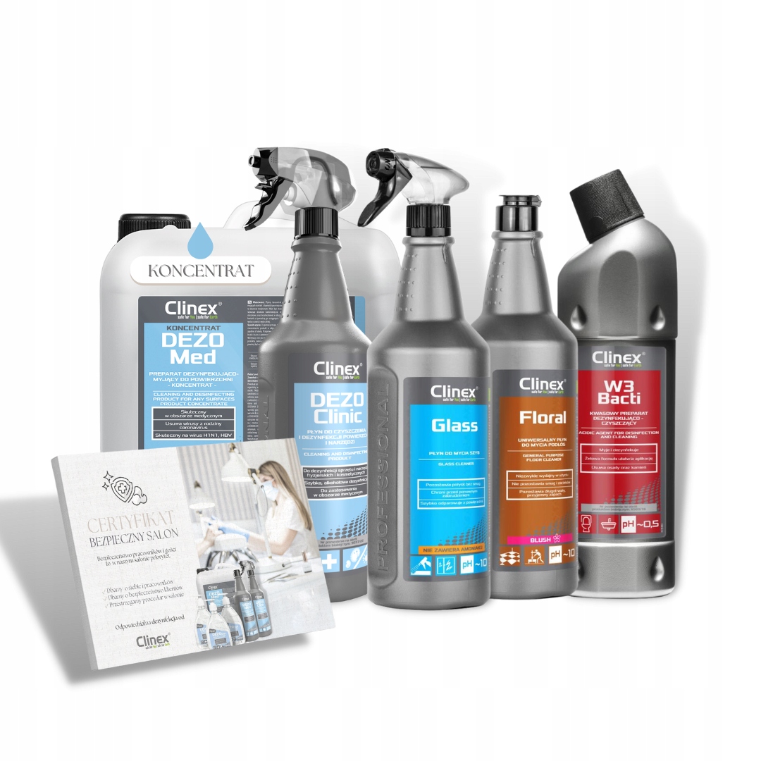 Zestaw Clinex Salon kosmetyczny do dezynfekcji narzędzi i powierzchni