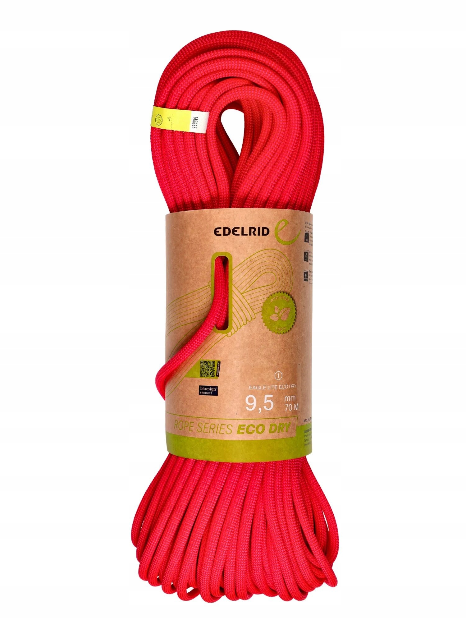 Dynamické lano Edelrid Eagle Lite Eco Dry 9,5 mm 70 m neon coral
