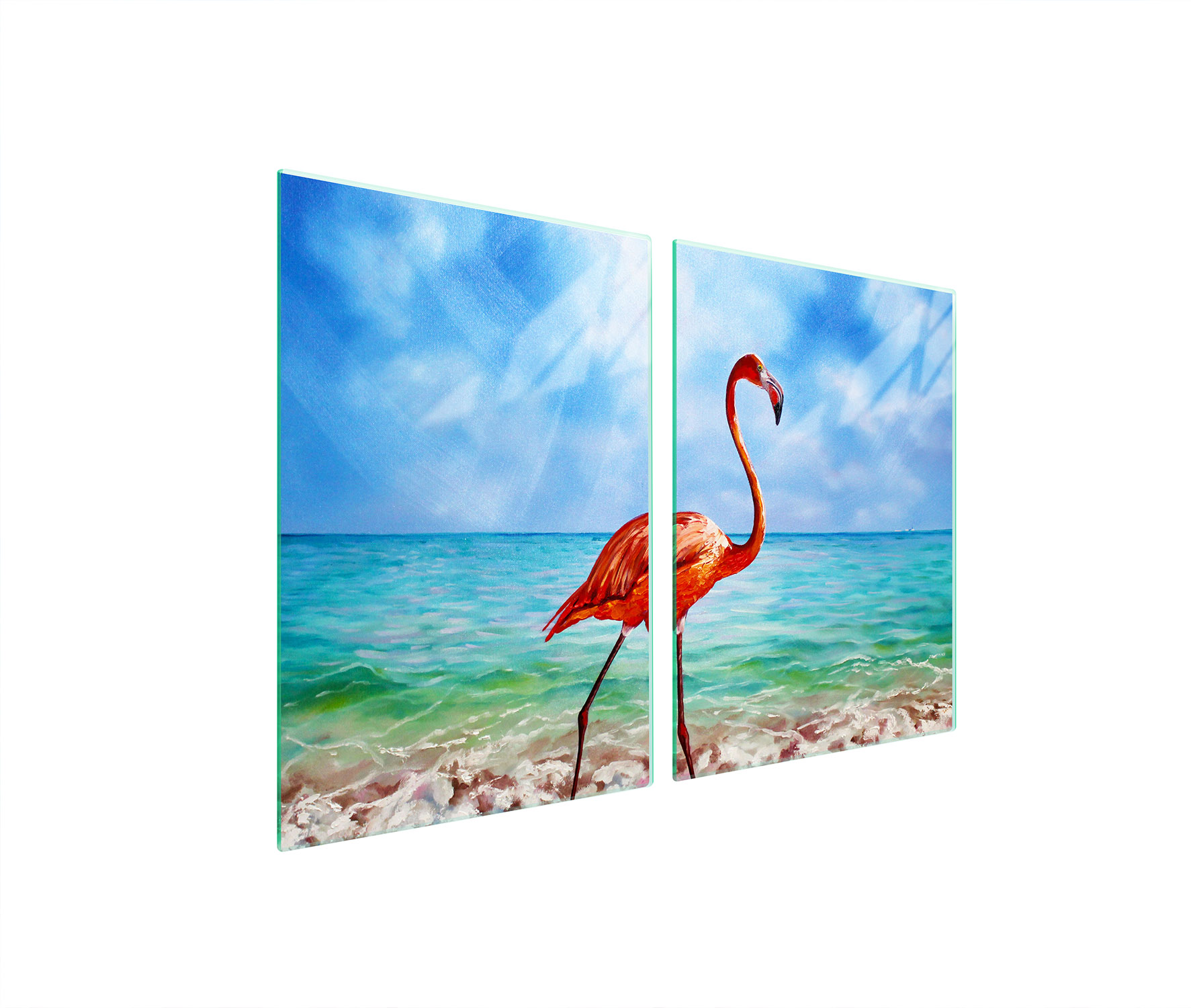 Ochranná Skleněná Deska Do Kuchyně 2x45x52 Plameňák Tvrzené Sklo