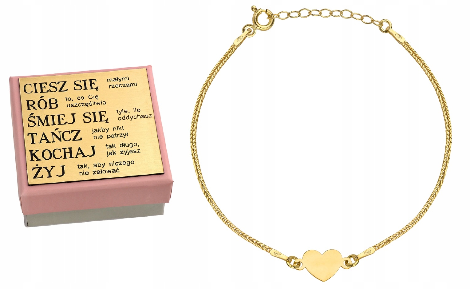 Zlatý náramek na široké pásce srdce Sr 925