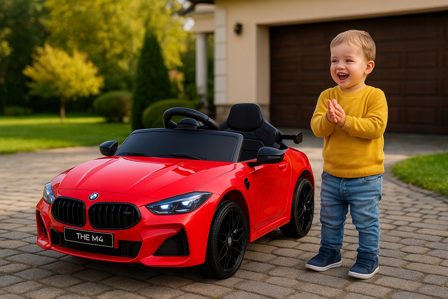 Samochód elektryczny na akumulator BMW M4 czerwony dla dzieci 3 lata +