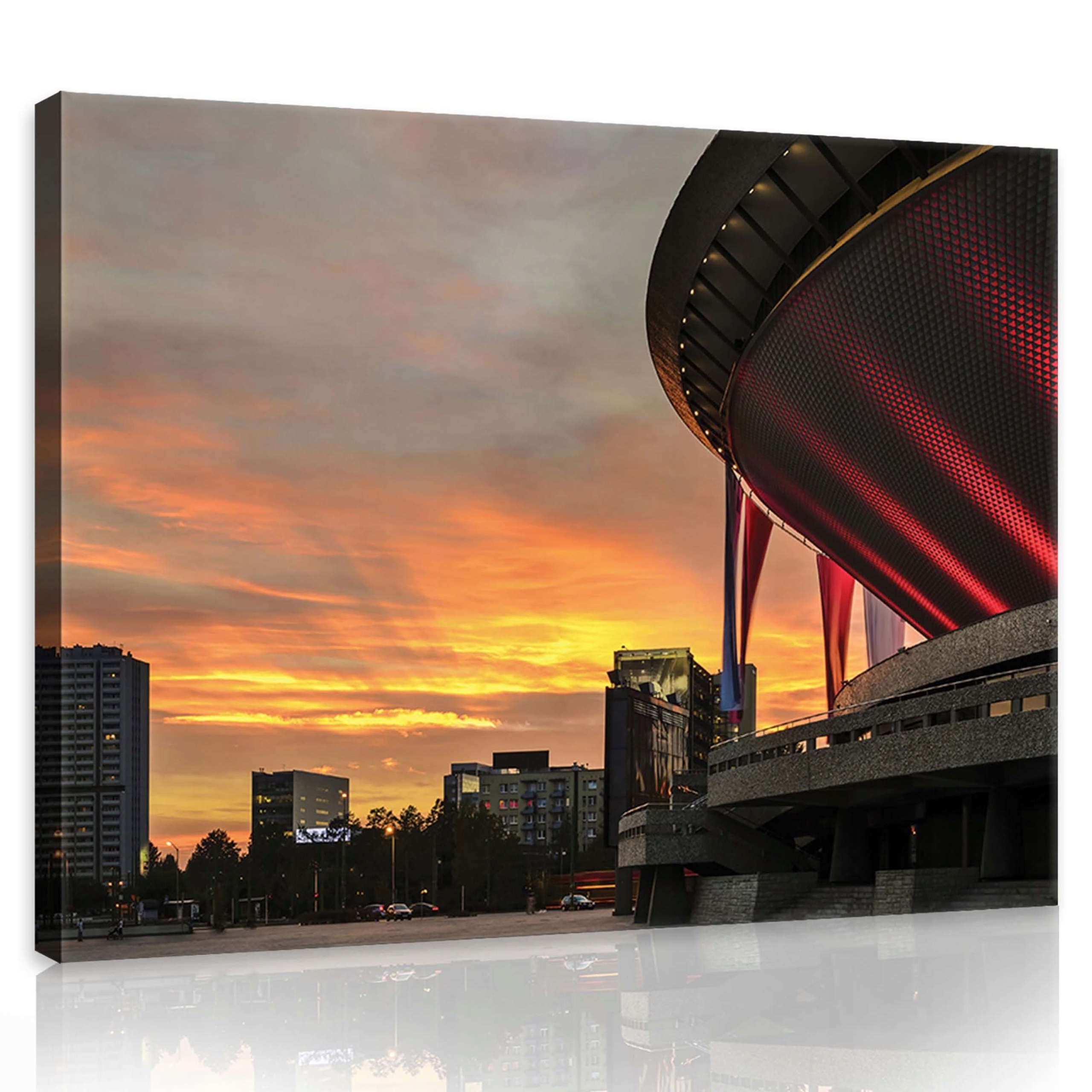 Obraz 100x75 Červené světlo města Dramatický východ nad kabinetem