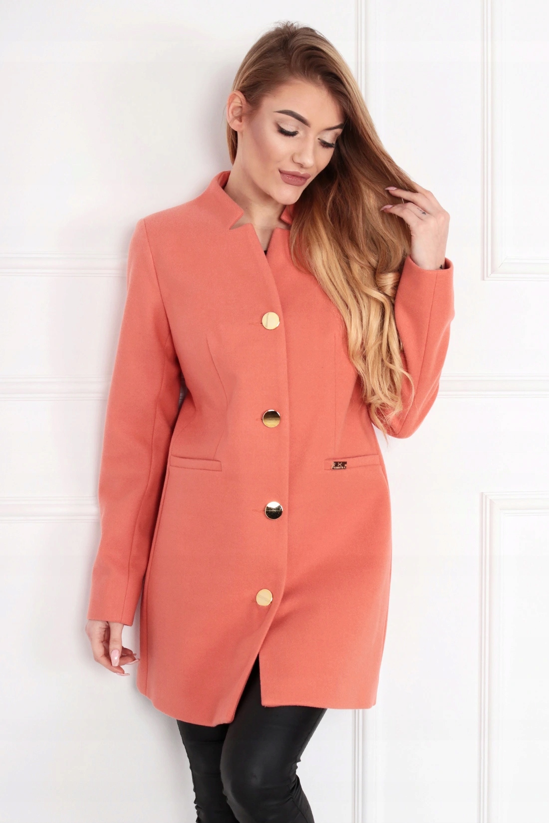 PŁASZCZ DAMSKI KURTKA KLASYCZNY ELEGANCKI WIOSNA JESIEŃ KOLORY 38 M 1921 Zapięcie guziki