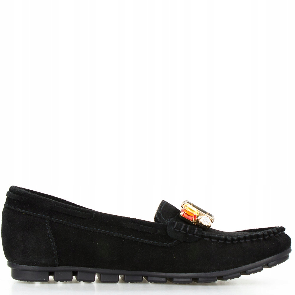 Černé Velurové Krásné Mokasíny S Ozdobami 40