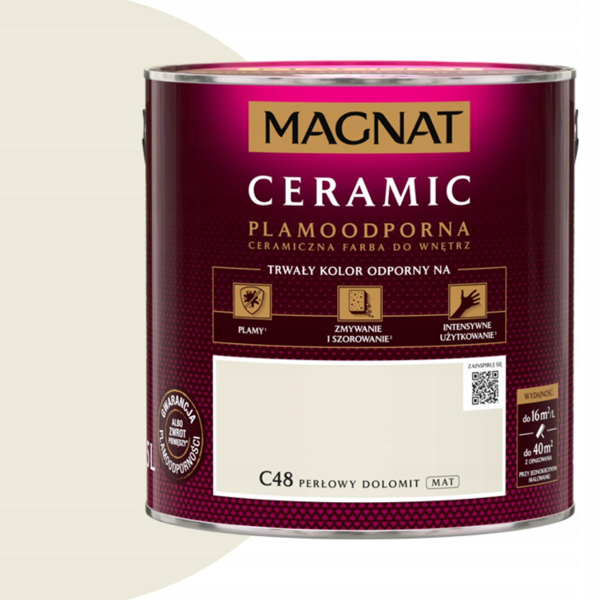 Magnat Ceramic Plamoodolná Farba Na Steny 5 l Perlový Dolomit C48