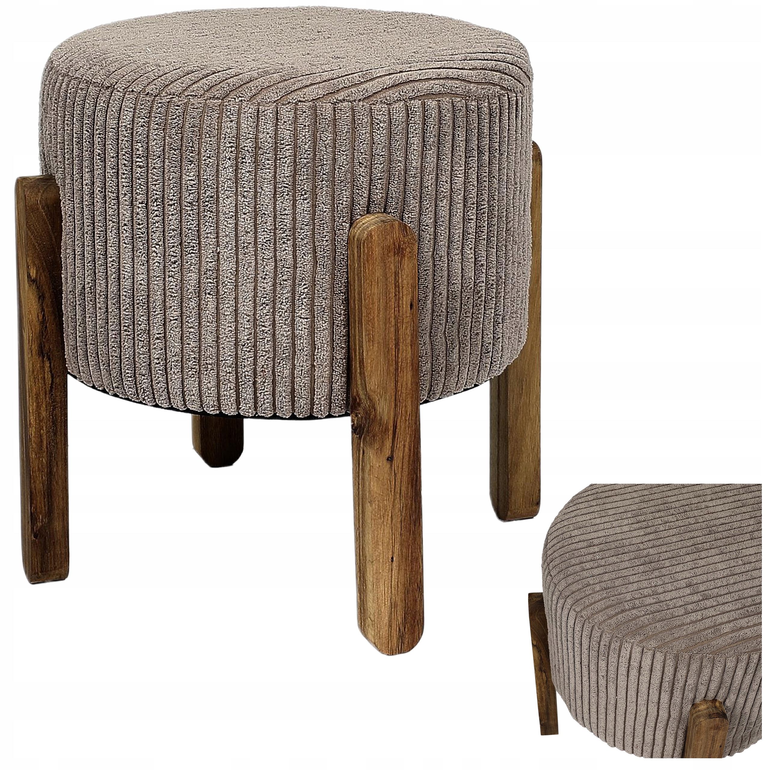 Taburet Modern taupe Puf podnožka Sztruks sedák Boho