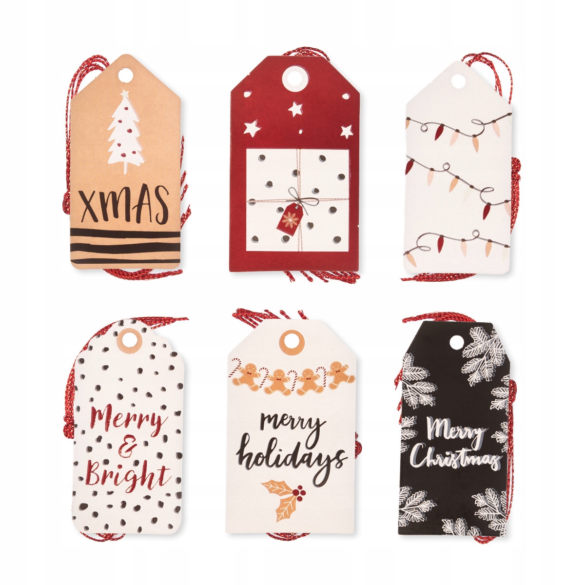 

Zawieszki prezentowe, Merry Holidays 6 szt.