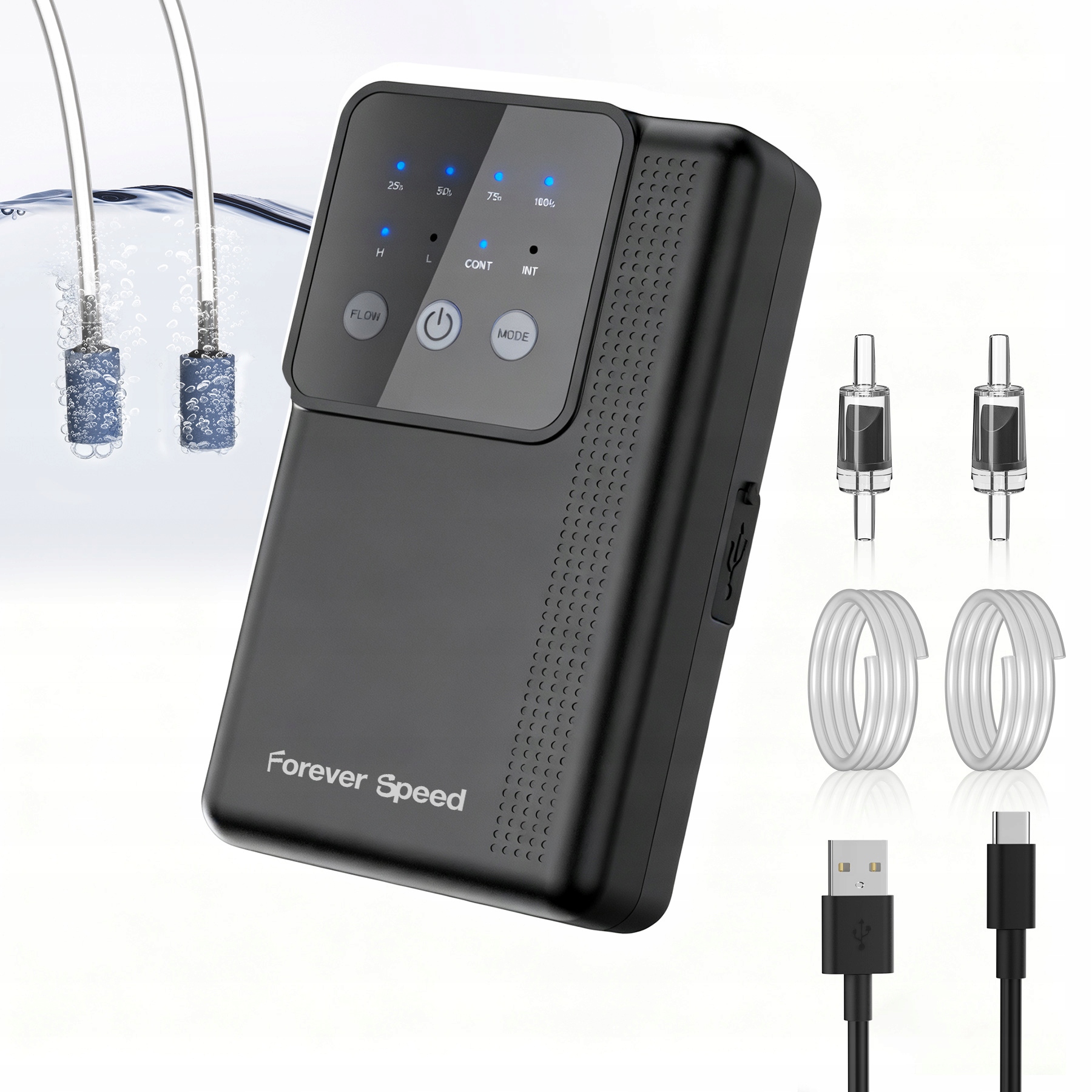 Levně Provzdušňovač Akvária Sada Tichý 2200 mAh 2 Výstupy 3W Regulací