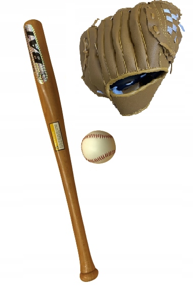 ZESTAW do gry w BASEBALLA kij drewniany 29 cali+ rękawica + piłka EAN (GTIN) 9008356059537