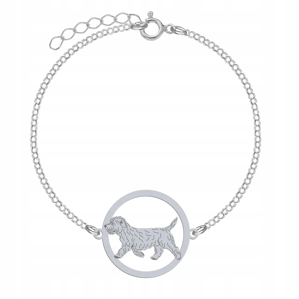 Stříbrný náramek s psem Irish Glen of Imaal Terrier 925 Řetízek Gravírování