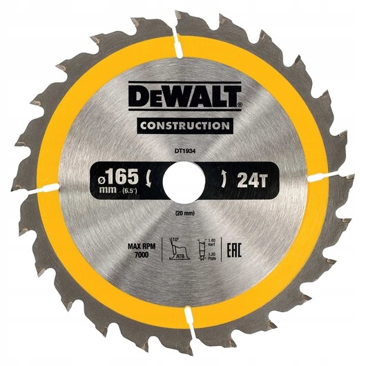 

Dewalt Piła Tarczowa Do Drewna 165/20MM DT1934-QZ