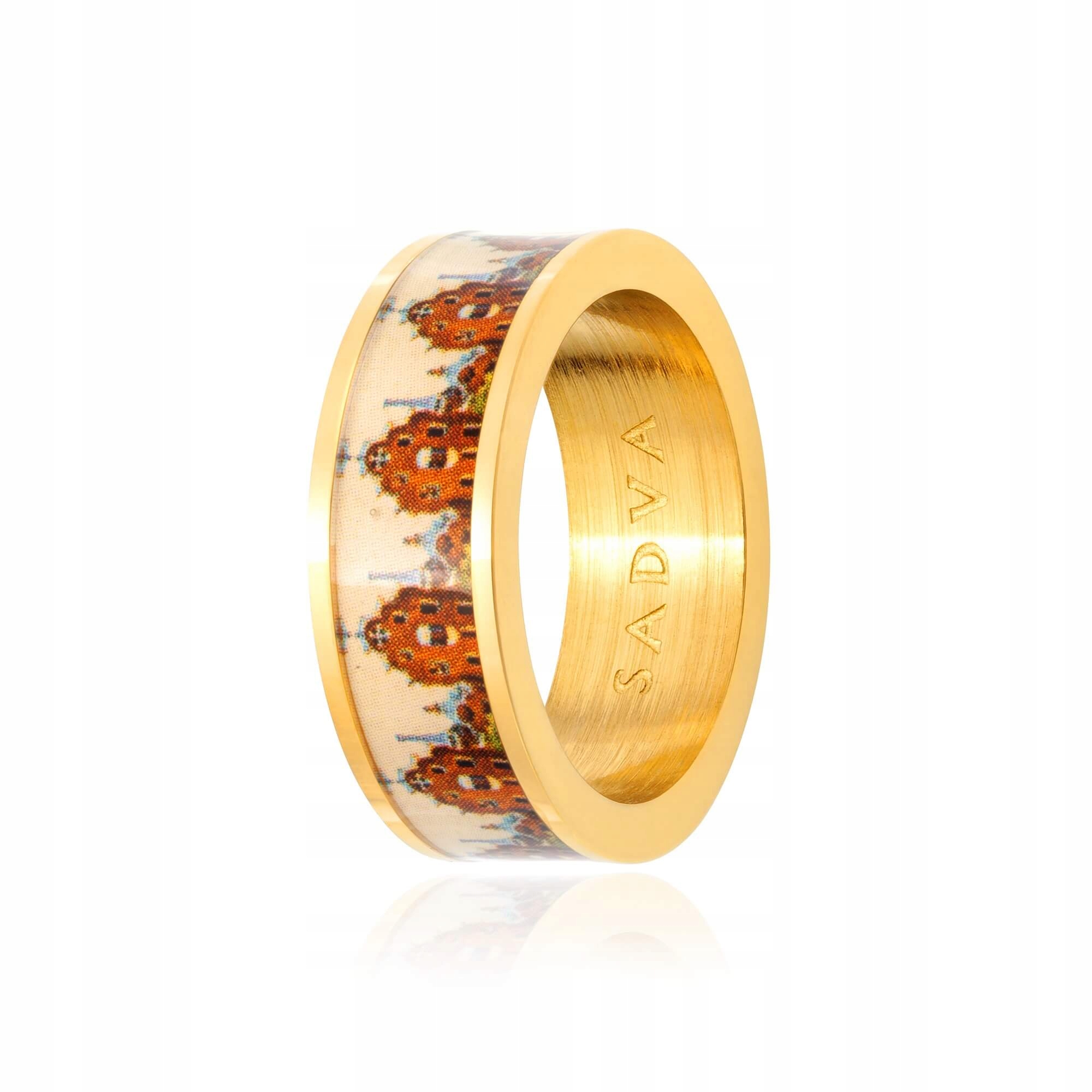 

Pierścionek pozłacany, print Casa Sadva