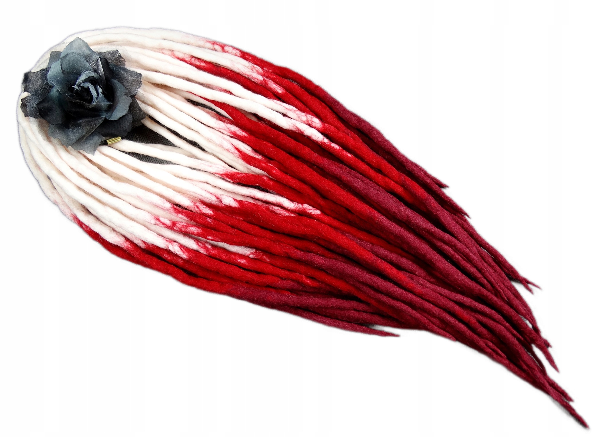 Vlněné pastelky Dredy, bílé a červené, Krvavá Růže, 40 ks